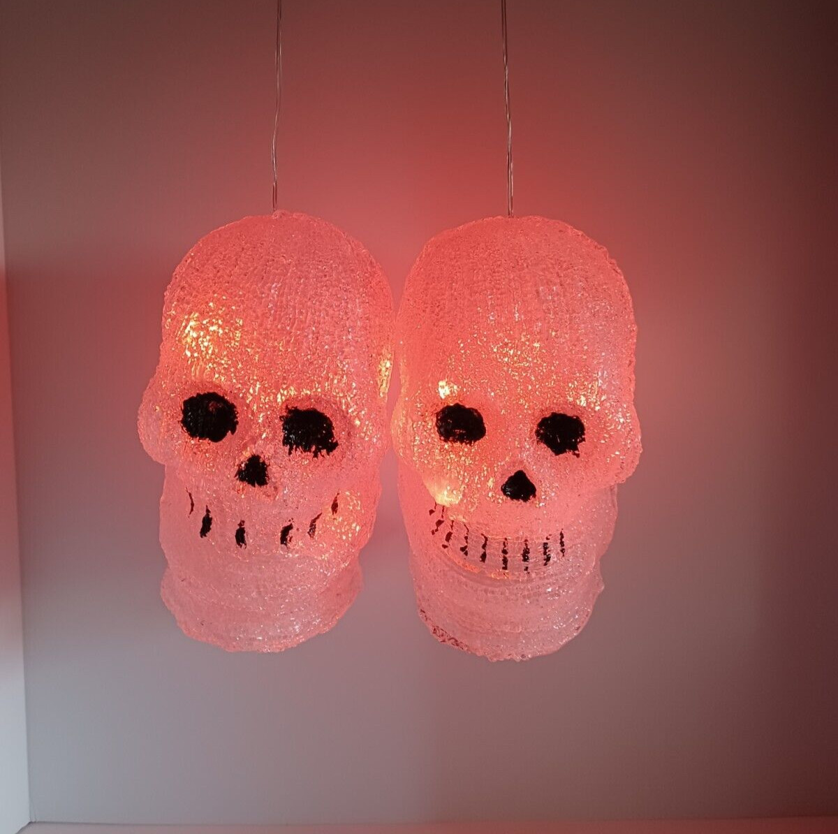 Lighted Skull 8 Function Hangable Lights with remote 2 Pack.