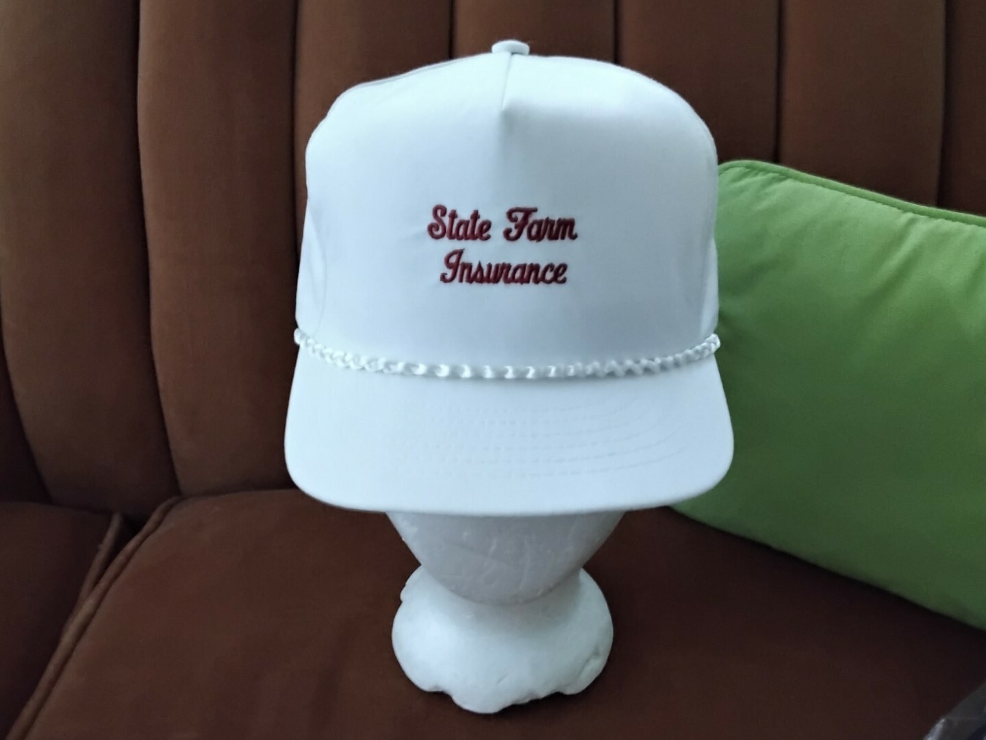 Vintage Trucker Hat State Farm Insurance Script Swingster Snapback Rope RARE