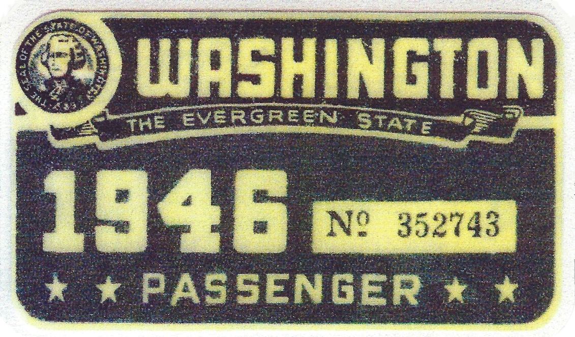 1946 WASHINGTON Registration WINDSHIELD Sticker Decal tab/tag PASSENGER/CAR -New