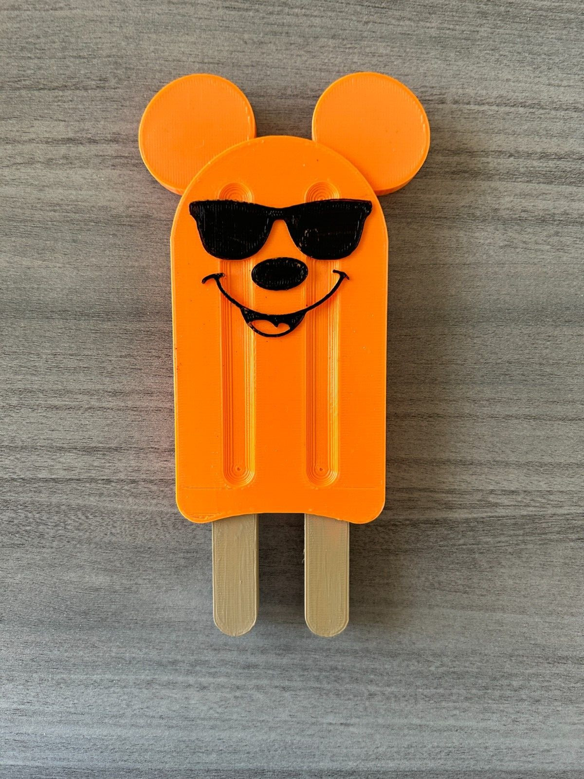 Mickey Mouse Popsicle Orange PLA Plastic, Acrylic Paint Magnet