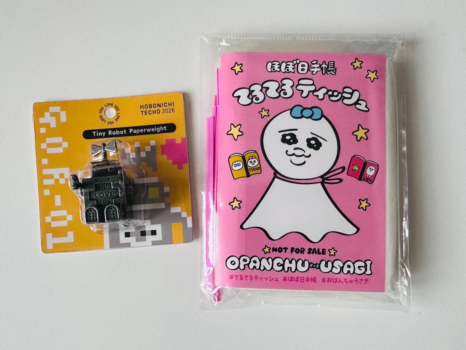 Hobonichi Tiny Robot Paper Weight & Opanchu Usagi Teru-teru Tissue Paper (NEW)