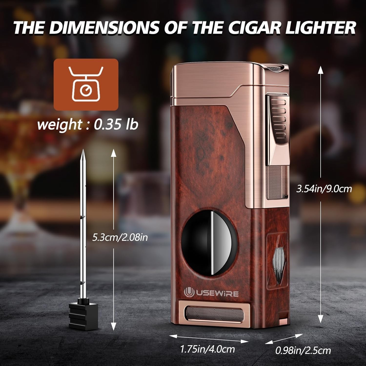 Torch Lighter Cigar, Multifunctional Lighter with V-Cigar Cutter, Cigar Holde…