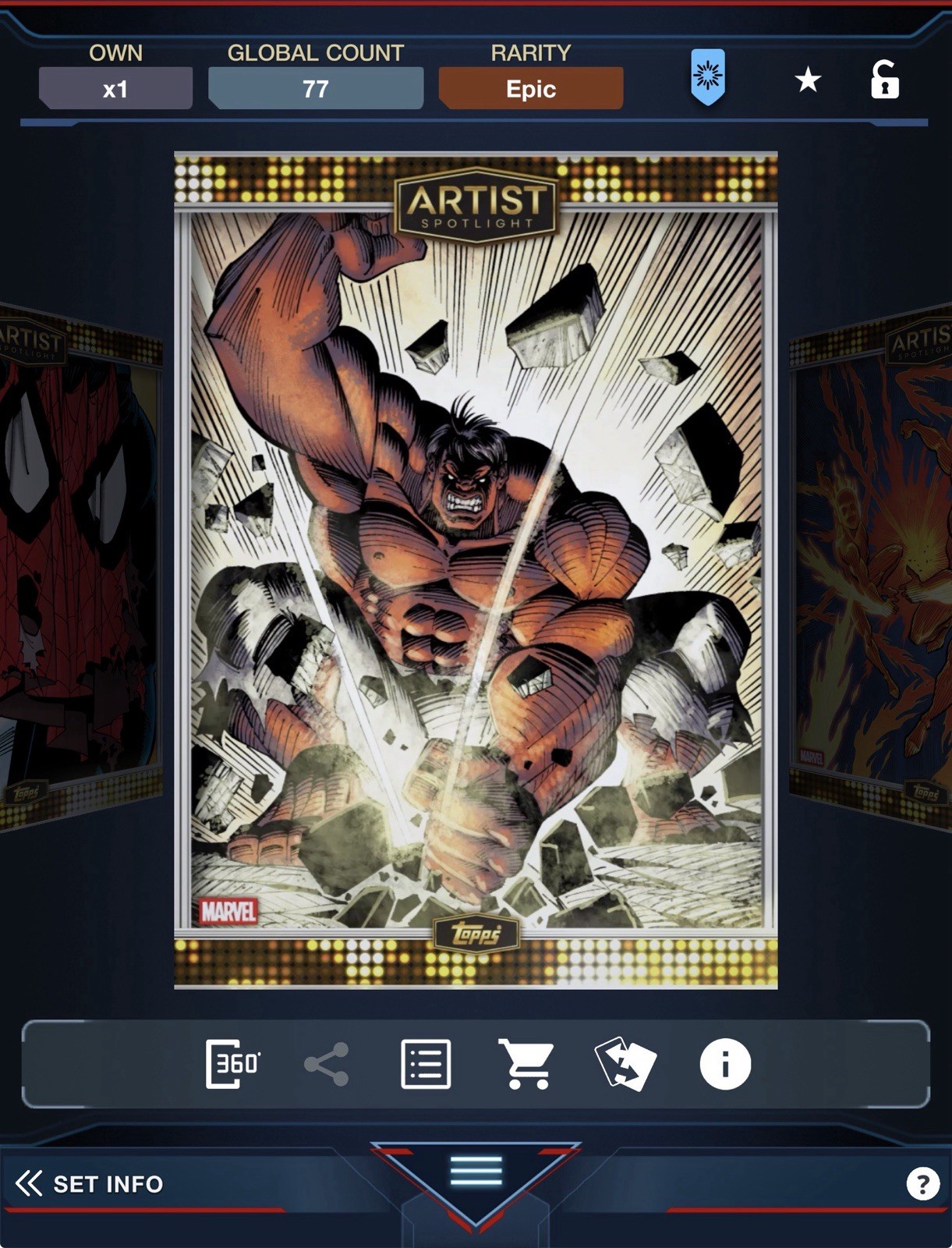 Topps Marvel 25 – ARTIST SPOTLIGHT SAL BUSCEMA Epic Gold Motion – RED HULK