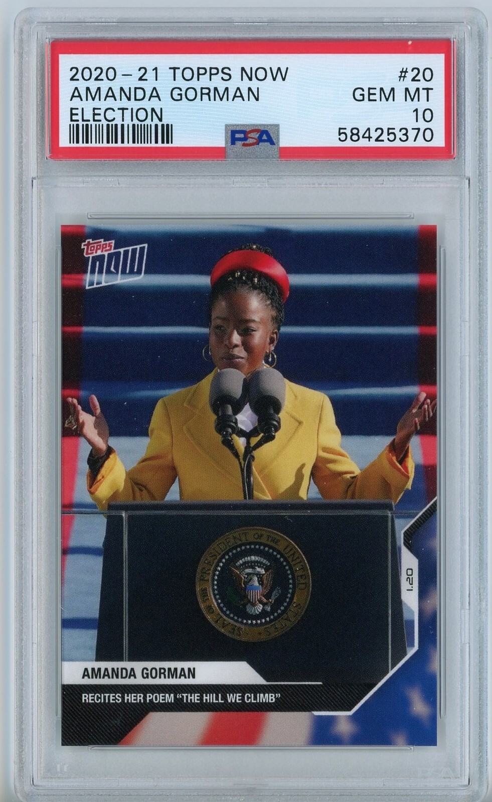 2020 Topps NOW Election 20 Amanda Gorman Poet PSA 10 Gem Mint POP 616