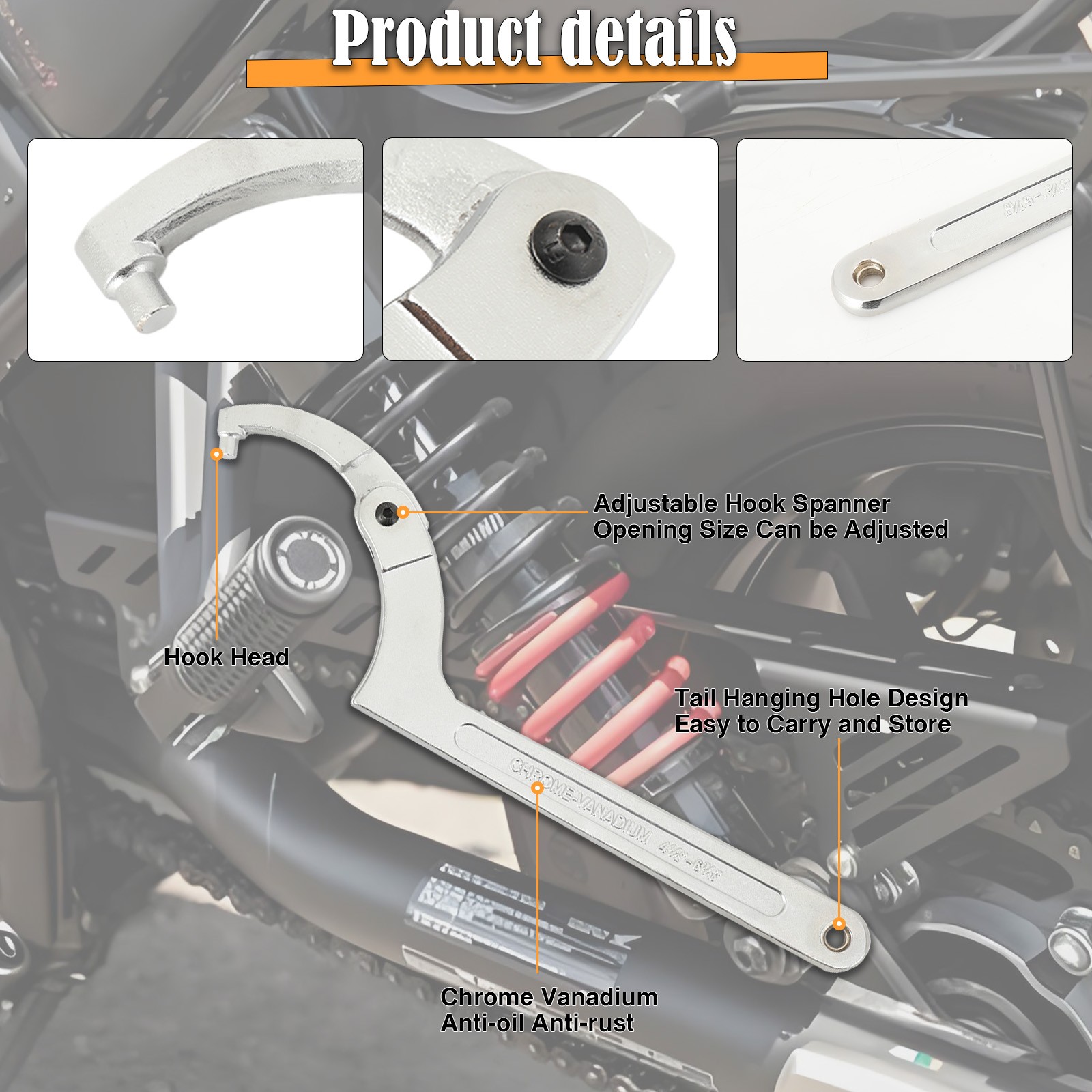Adjustable Spanner Hook Wrench for Hydraulic Ram Cylinder, Mechanical Machine