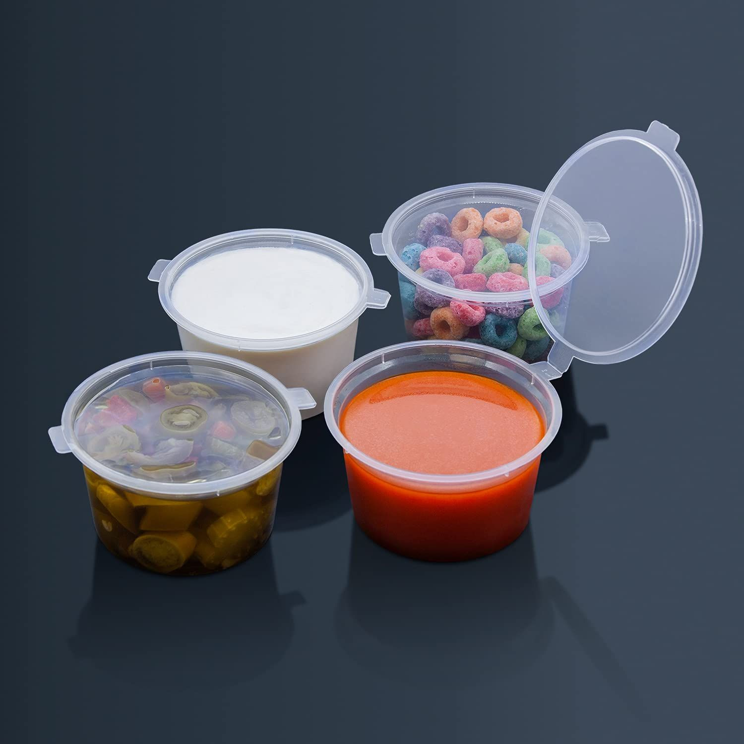 Party Essentials Leak Proof Plastic Condiment Souffle 100 Sets, 2 oz., Clear