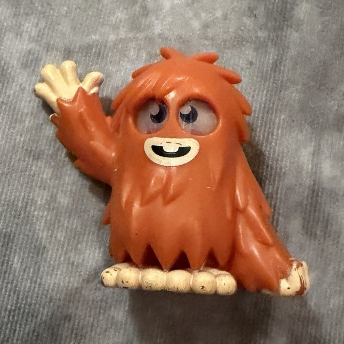 Mini Caveman Figurine Waving Brown/Beige Plastic Cartoon Creature Figure
