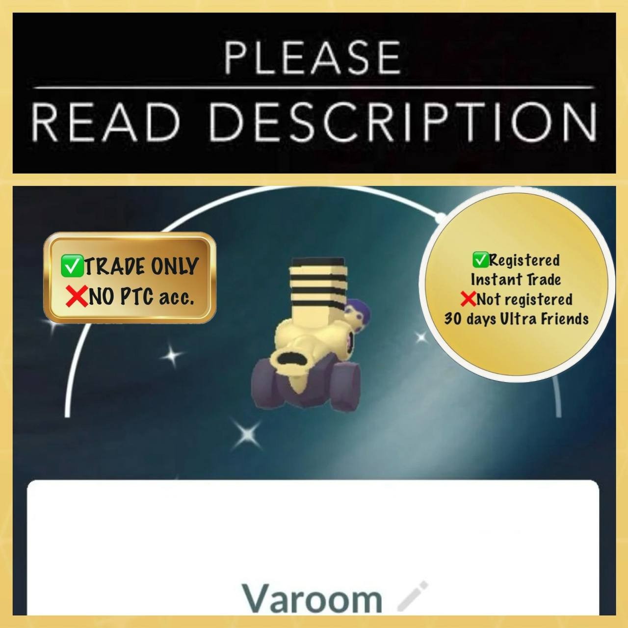 Shiny Varoom (Instant Registered or 30 days Ultra Friends) – Pokemon Go