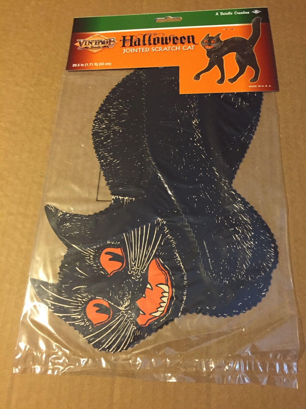 VINTAGE RETRO HALLOWEEN BEISTLE 2 SIDED JOINTED SCRATCH CAT 20.5″ 1928, 2012