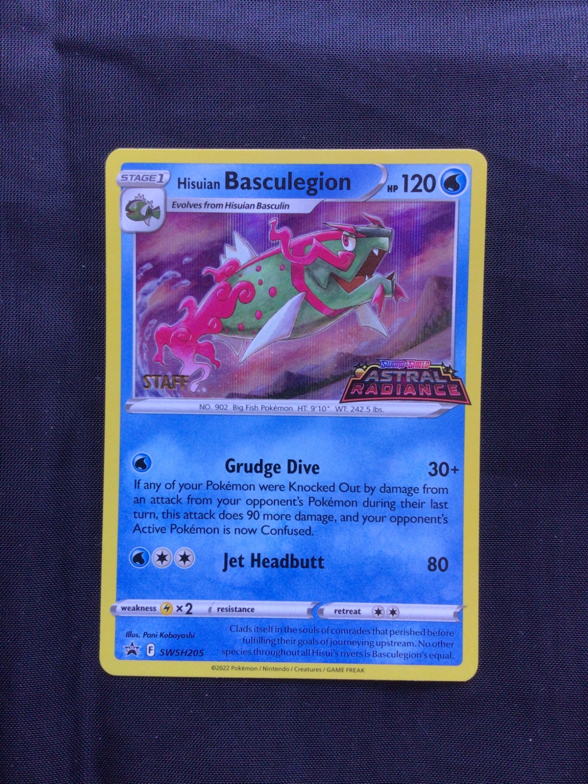 Pokemon: Astral Radiance Staff Prerelease Promo: Hisuian Basculegion SWSH205