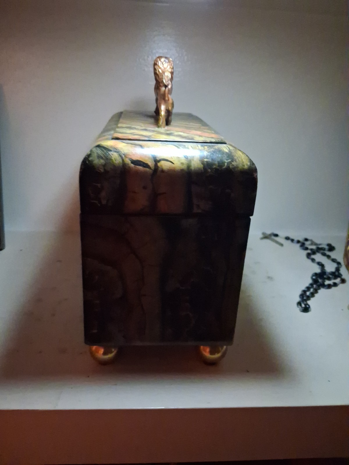 Maitland-Smith Handmade Philippines Decorative Lidded Trinket Box Brass Finial