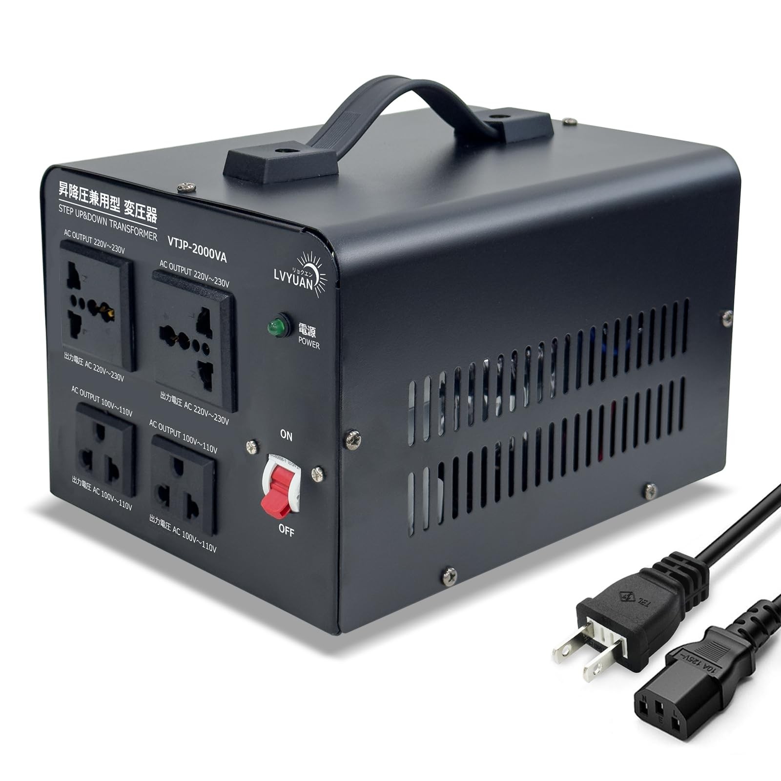 Lvyuan 2000W Dual-Use Transformer (100V/110V-220V/240V) For Travel, Step-Up/Ste_