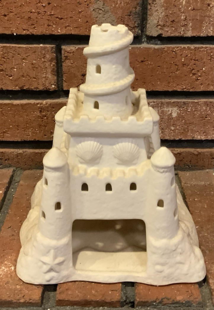 PartyLite Bisque Beach Sand Castle Shell Tea Light Holder Retired 8.75″ Tall