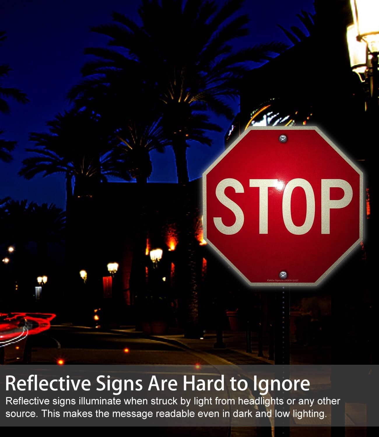 Reflective Stop Sign 12×12 Rust-Free Aluminum UV Waterproof Weather Resistant