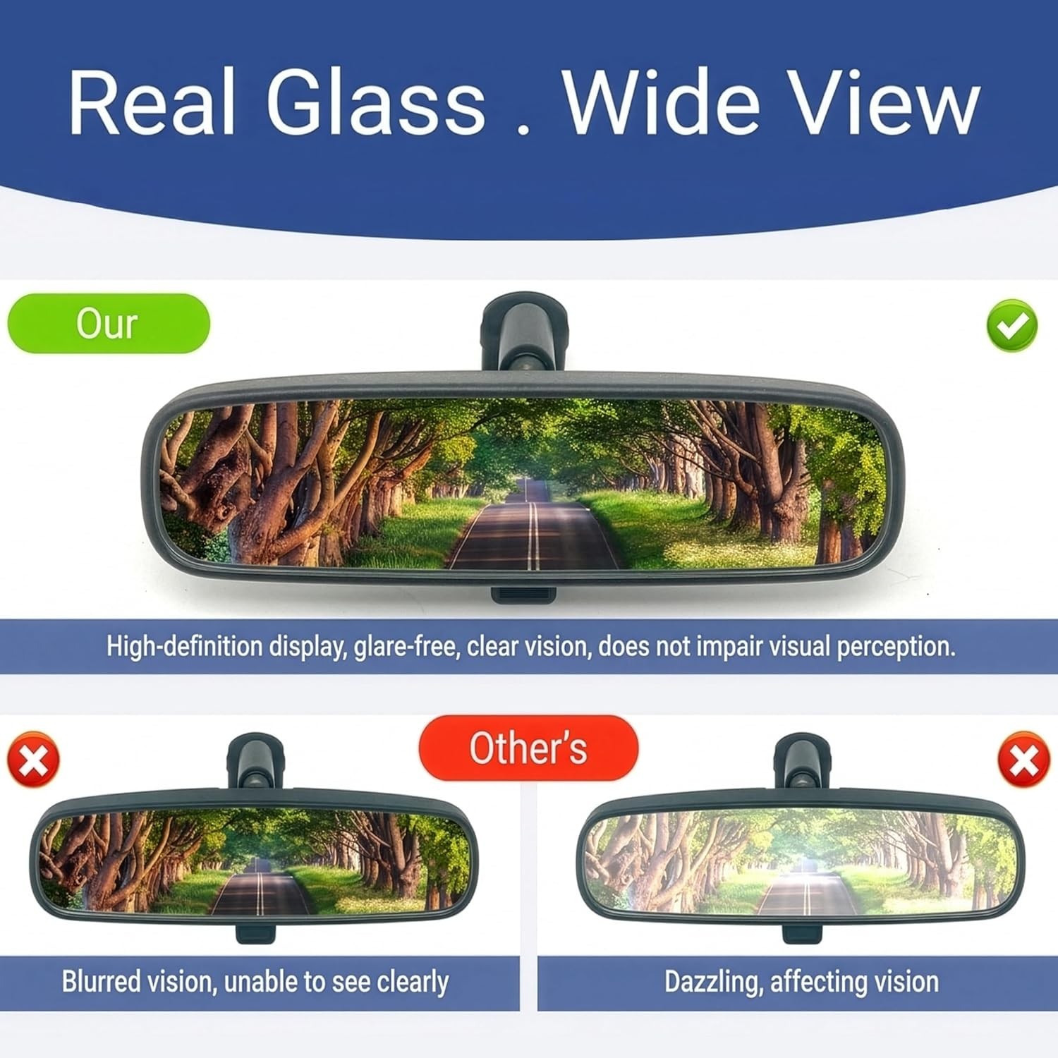 Rear View Mirror Compatible with 2016-2021 Honda Civic,2015-2020 Fit,2016-2022 A
