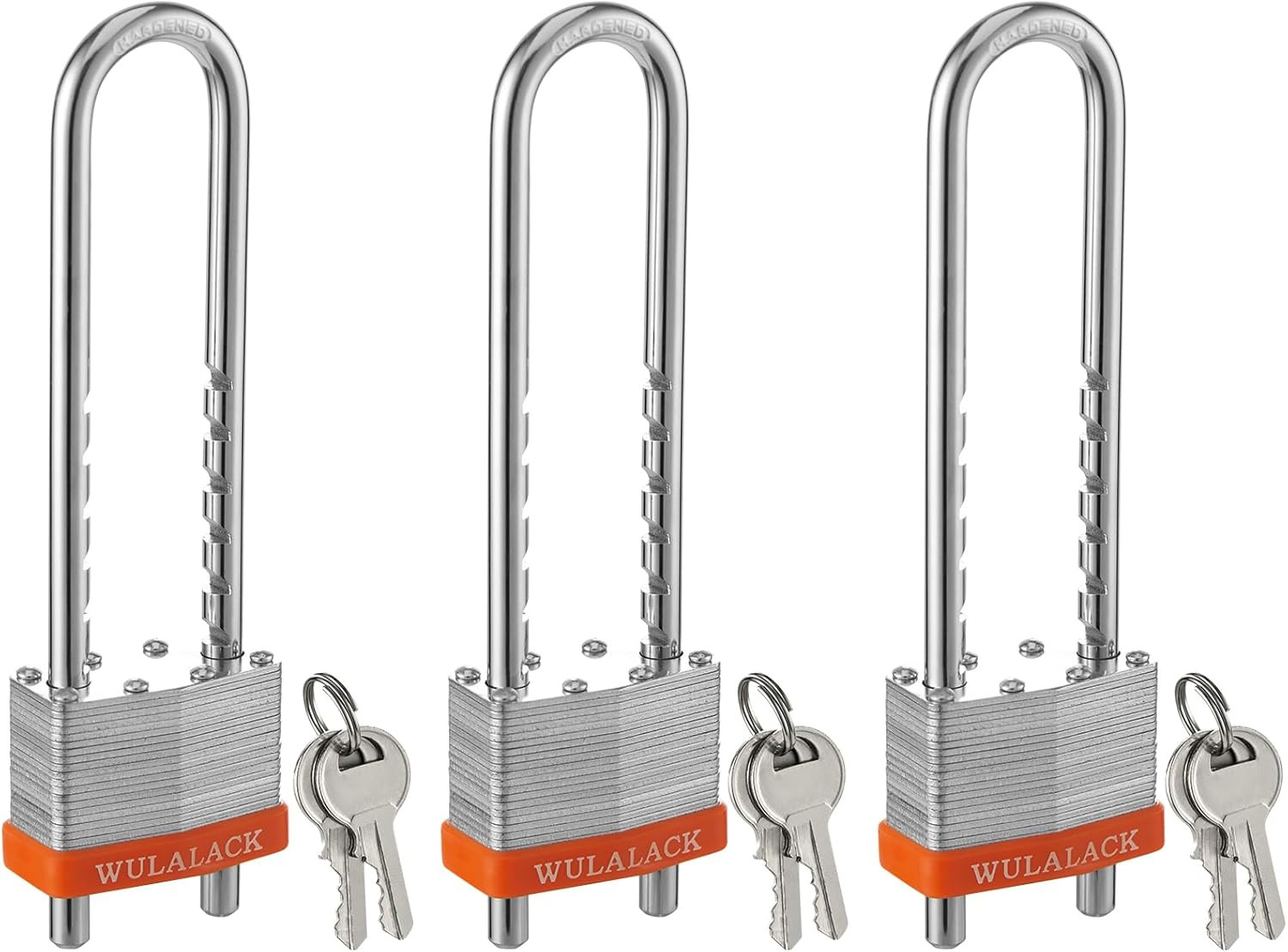 Locks with Keys, 2 Inch Wide Laminated Steel Keyed Padlock with Adjustable Shac