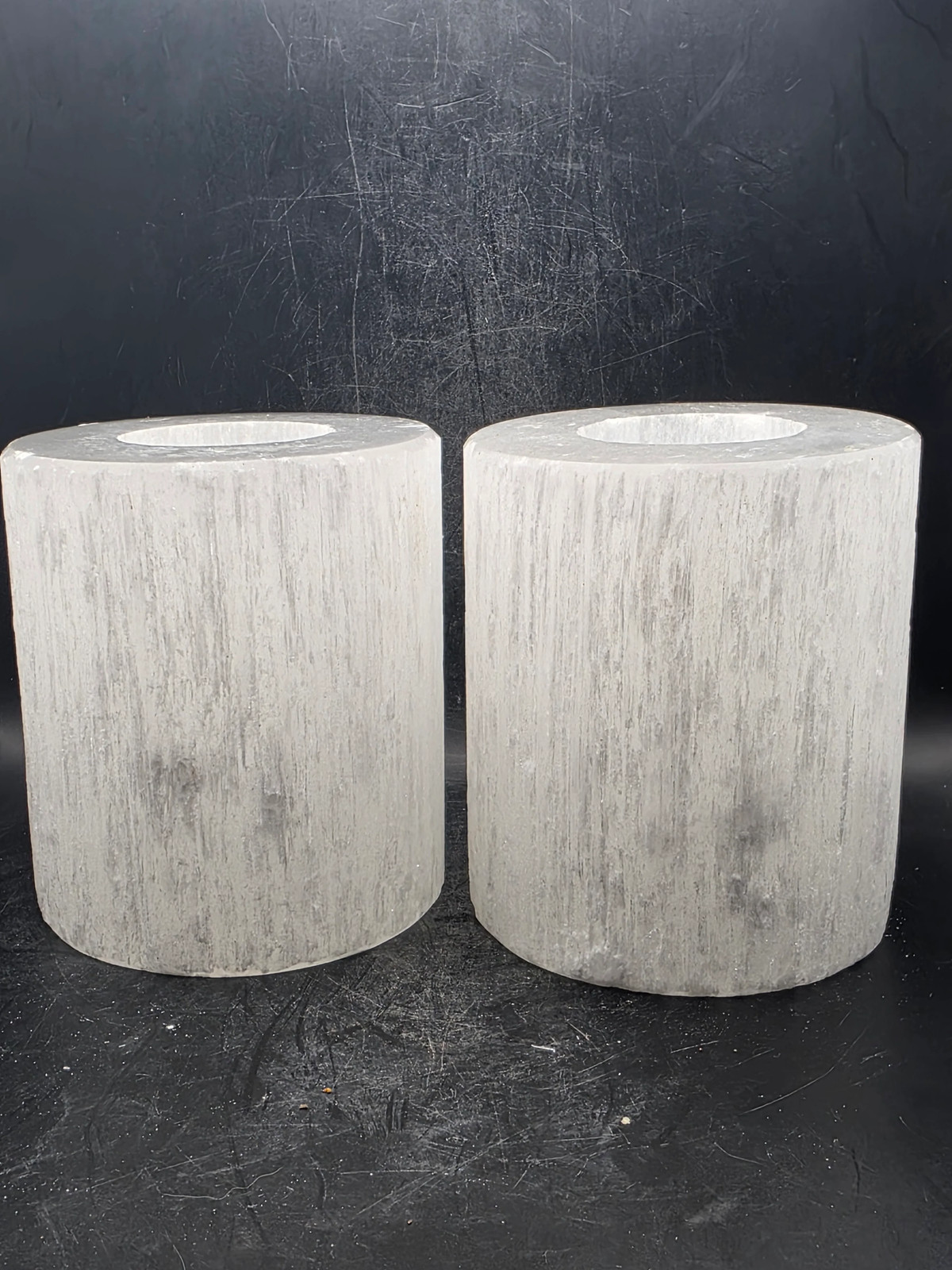 Selenite candle holder! 2.6 pounds, 3.9 inches tall, 3.3″ wide