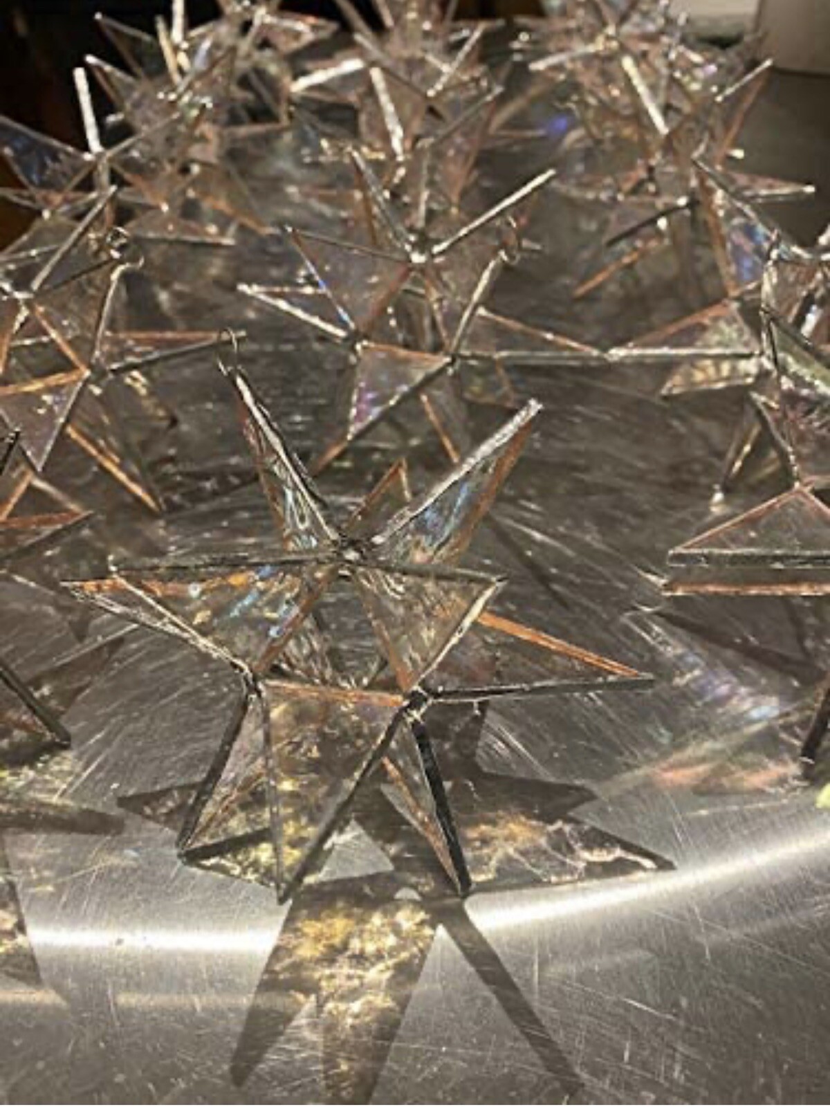 68-PACK: Iridescent Stained Glass Ornaments.