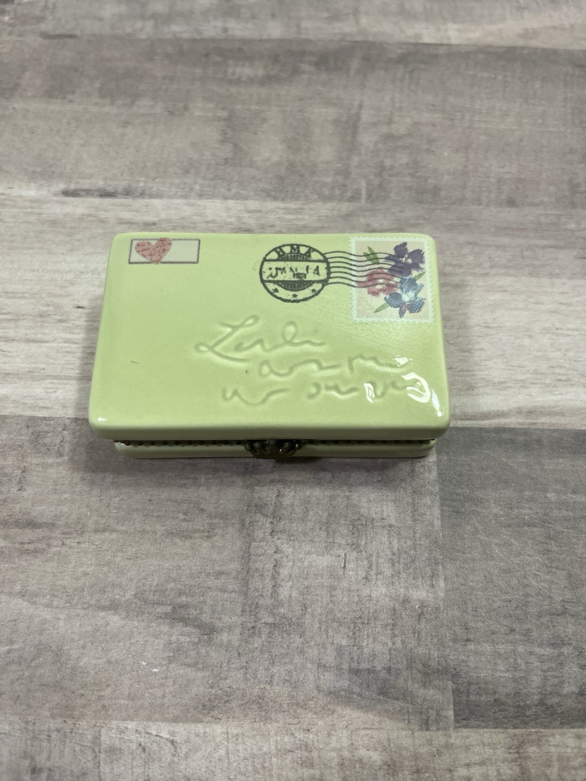 Hallmark Love Letter Mail Envelope Hinged Porcelain Trinket Box Keepsake READ