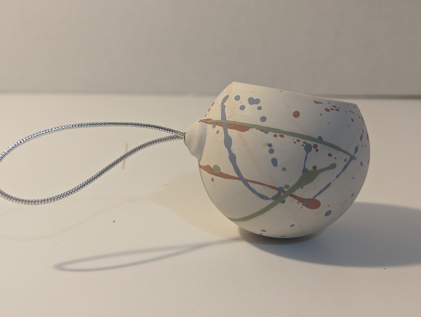 Hand Painted, Matte Ceramic Hanging Christmas Ornament.