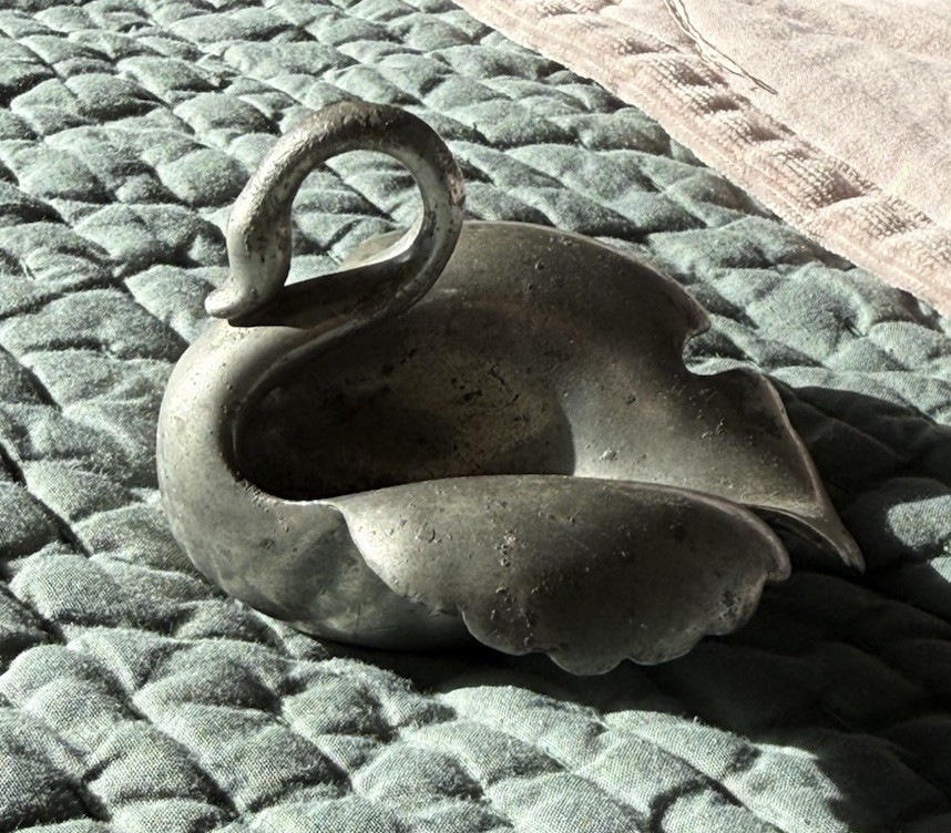 vintage signed early Russel Wright design Pewter Swan nut Dish Cup art deco