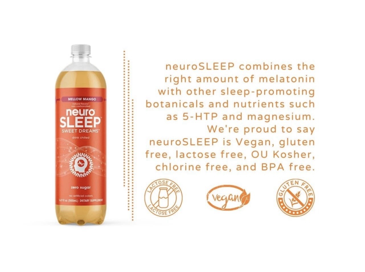 neuroSLEEP, Mellow Mango, Functional Beverage, 16.9 Fl Oz (Pack of 12)