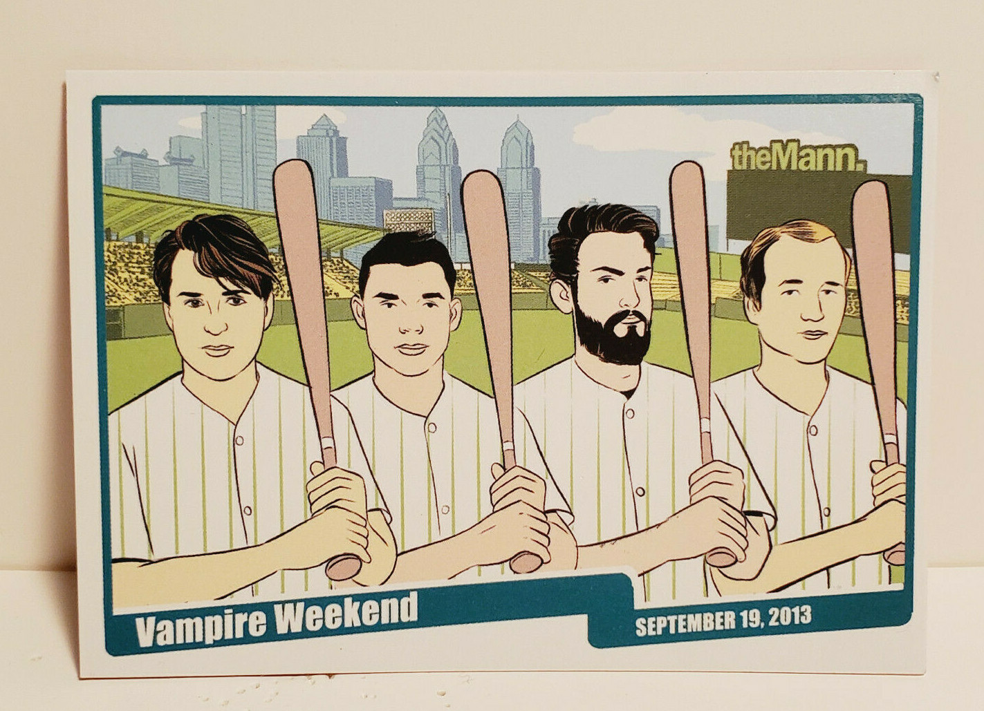 VAMPIRE WEEKEND 2013 TOUR MANN MUSIC CENTER PHILADELPHIA BASEBALL TRADING CARD