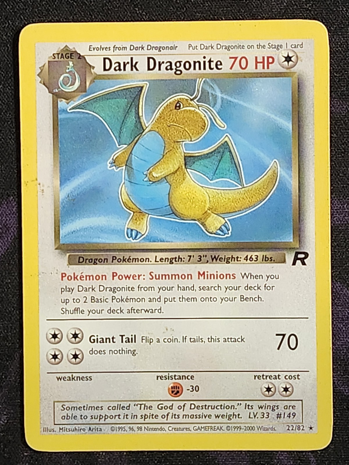 Pokemon Dark Dragonite 22/82 Non-Holo (MP) Team Rocket TR