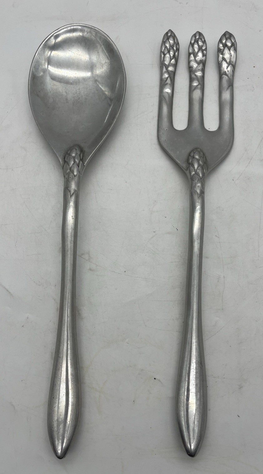 Vintage Wilton Bruce Fox Pewter Asparagus Spears Fork Spoon Serving Set 14″ USA