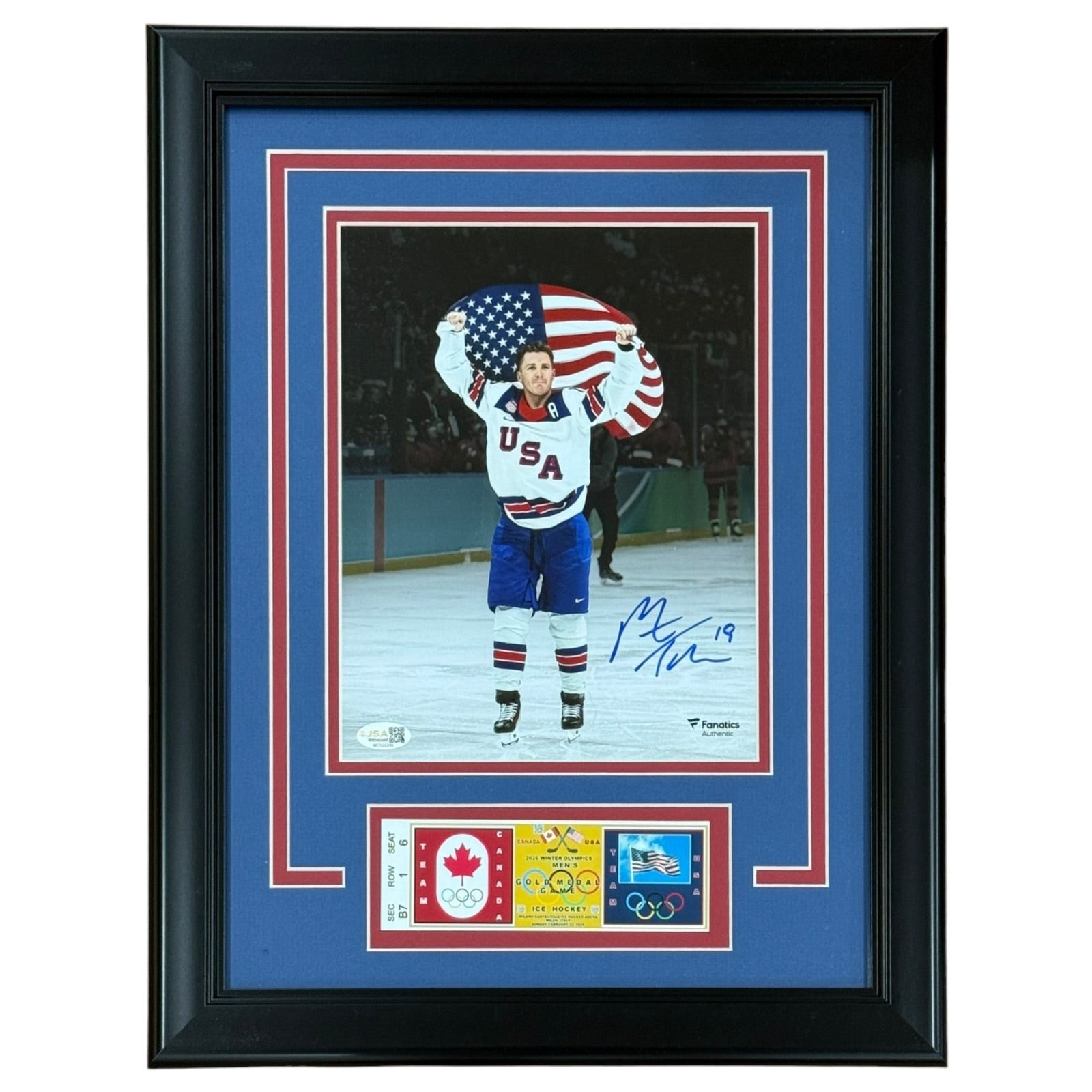 Matthew Tkachuk Autographed Team USA Hockey 2026 Olympics Deluxe Framed 8×10 Pho