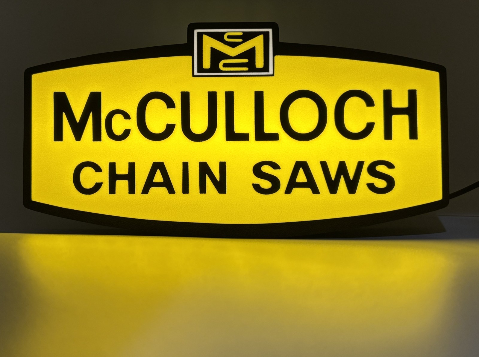 Standard Size Lighted McCulloch chainsaw sign