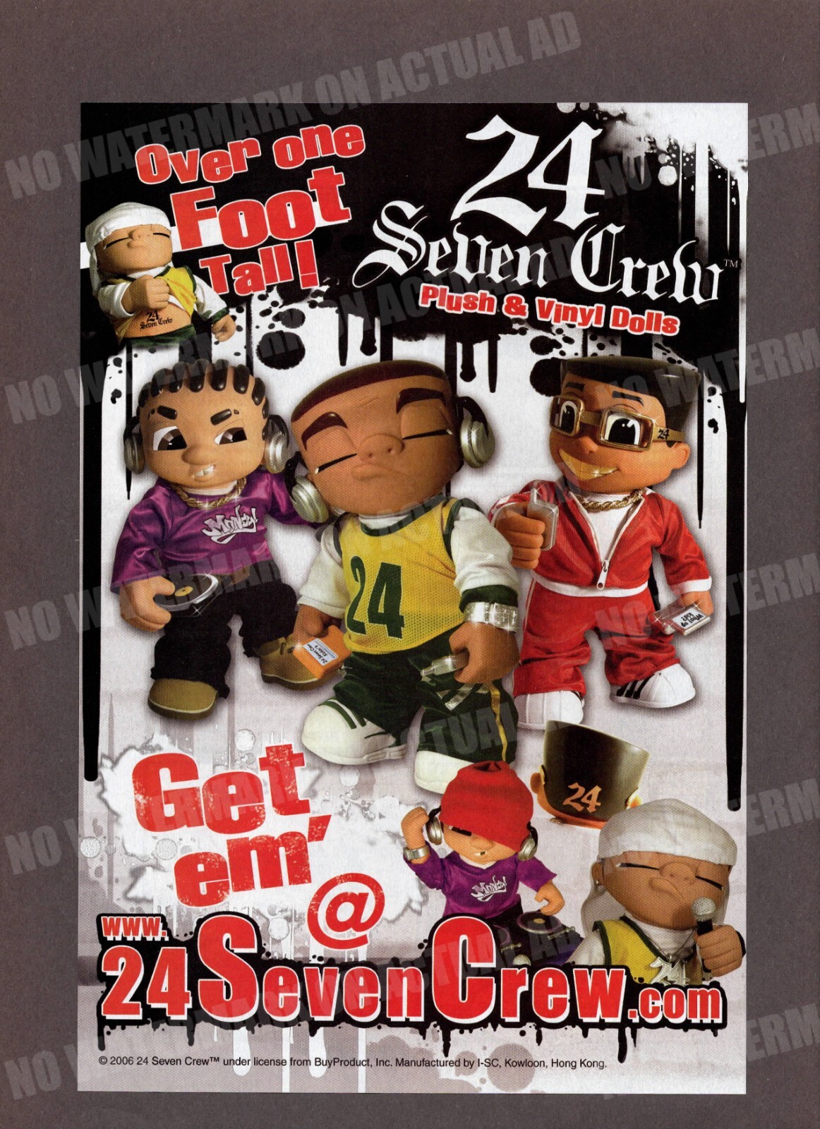 24 Seven Crew Plush Vinyl Dolls Figures Print Magazine Ad Hip Hop Toy ADVERT