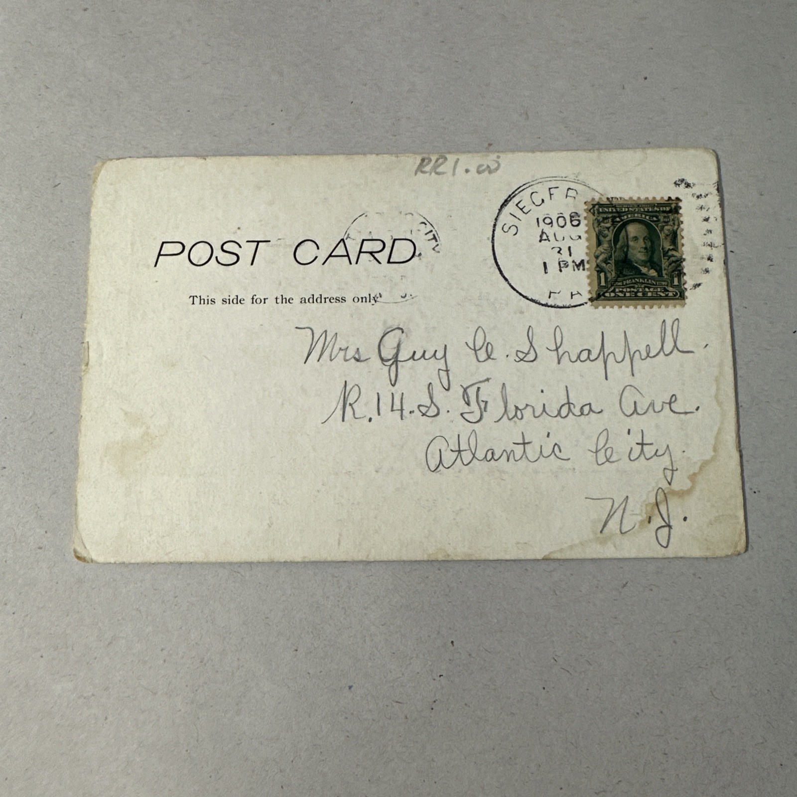 Siegfried Pennsylvania Central School 1906 Old Undivided Back Postcard Posted