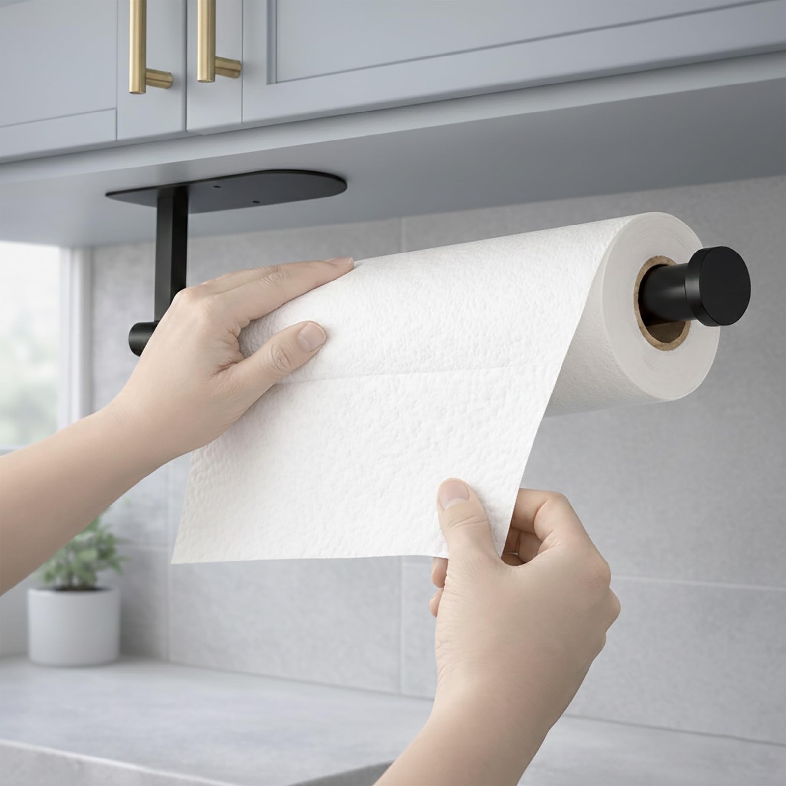 Paper Towel Holder, Self Adhesive or Screw Mounting, Black Wall Mount SUS304 …