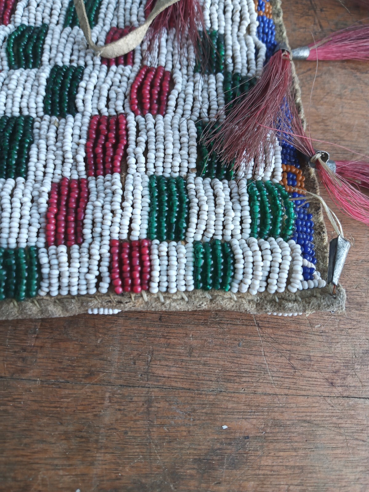Antique 19th C Plains Dispatch bag case horsehair Beaded Native American