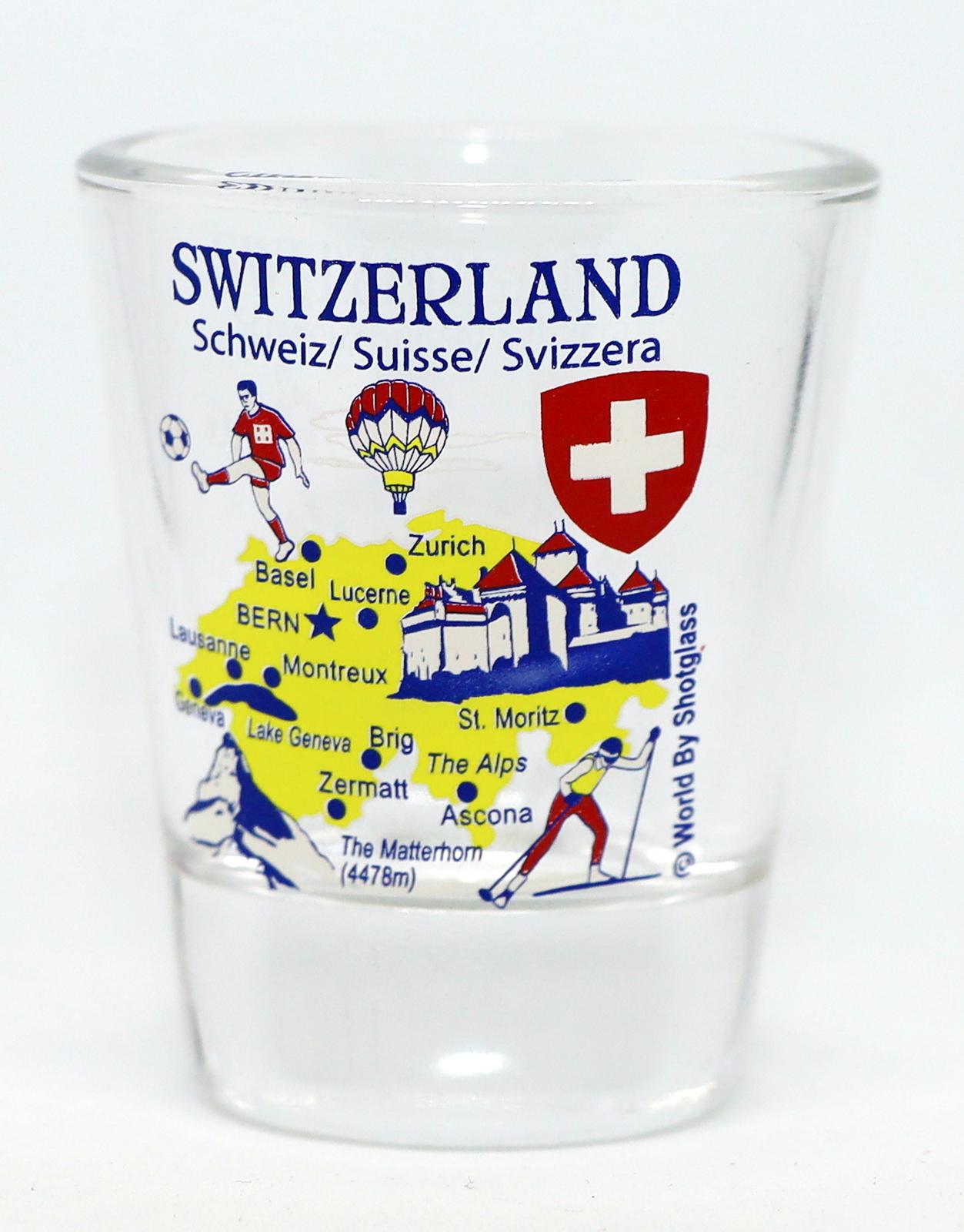 SWITZERLAND LANDMARKS AND ICONS COLLAGE SHOT GLASS SHOTGLASS