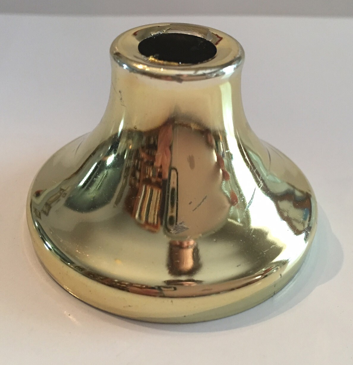 NEW: 1-1/4″ tall BRASS Plated Steel NECK CUP BREAK SLIPS 1/8IPS (3/8″) LAMP PART