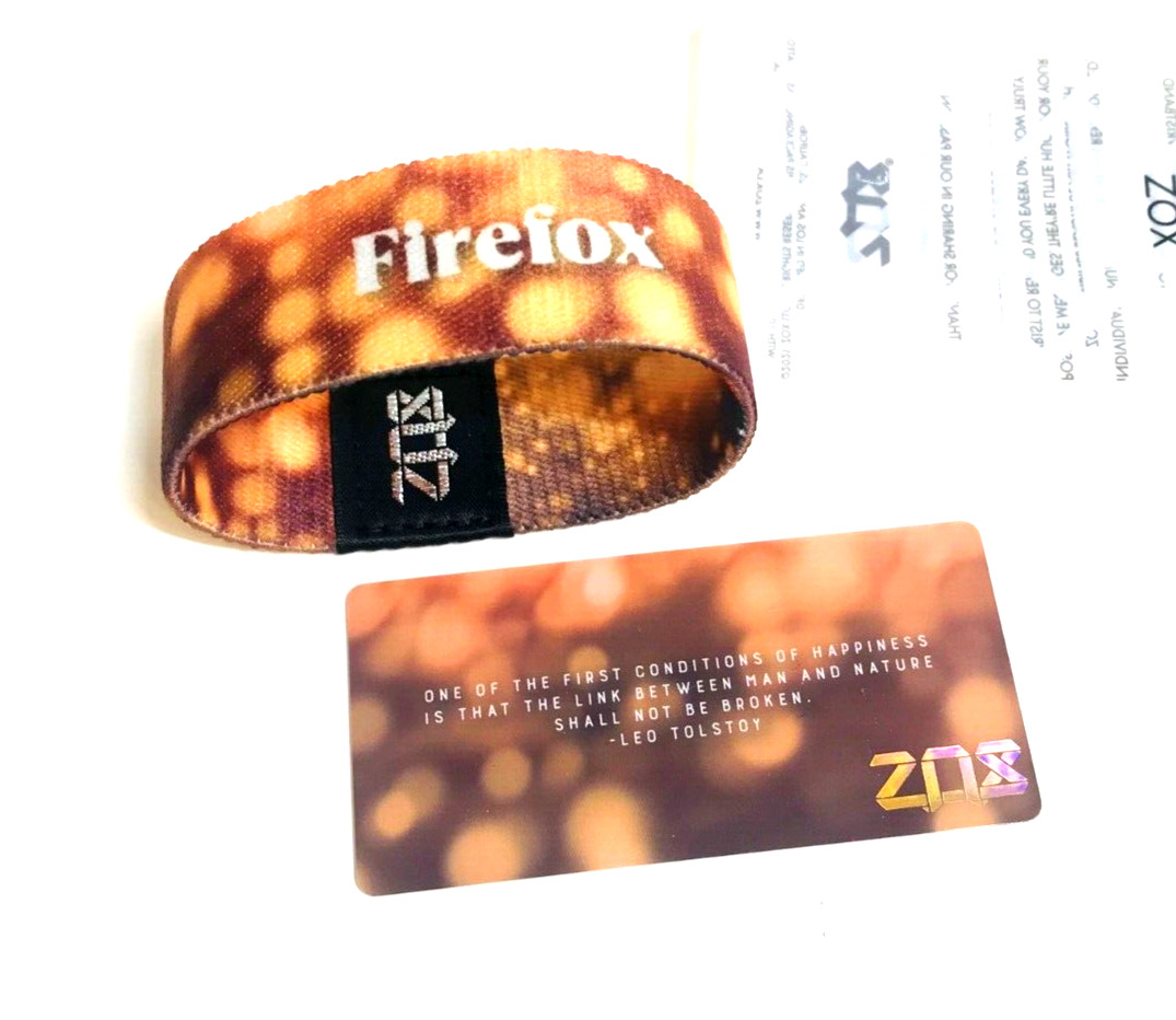 ZOX **FIREFOX** Silver Strap Medium NIP Wristband w/Card RED PANDA