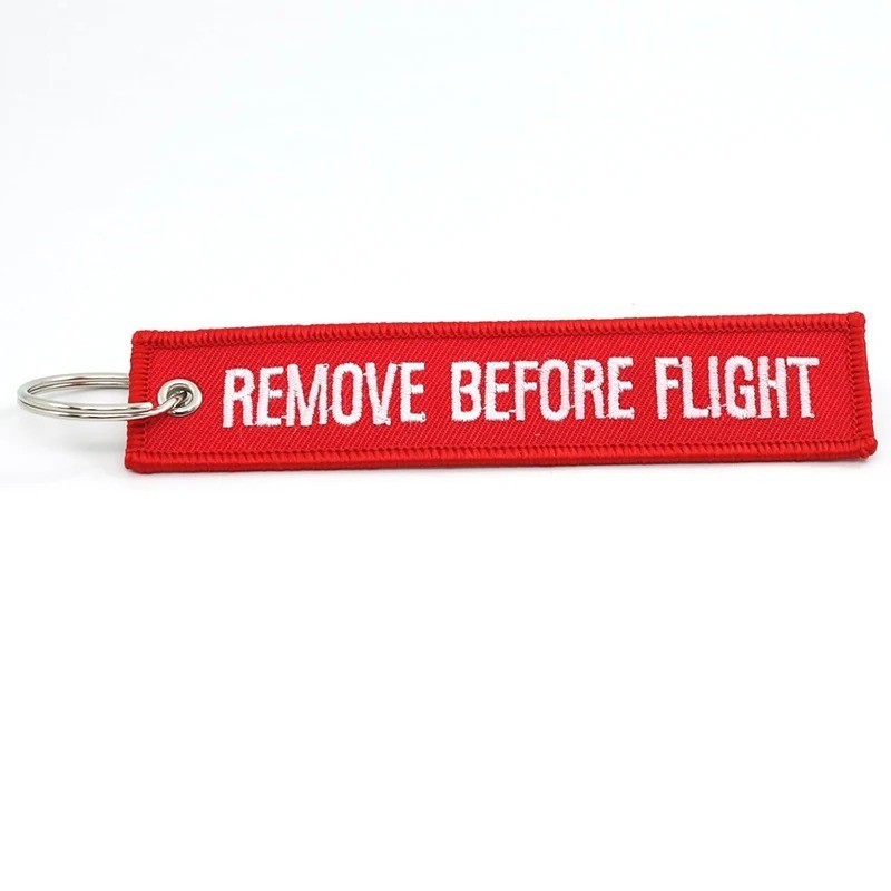 5PCS Aviation Remove Before Flight Keychain – Double Sided Embroidered Jet Tag