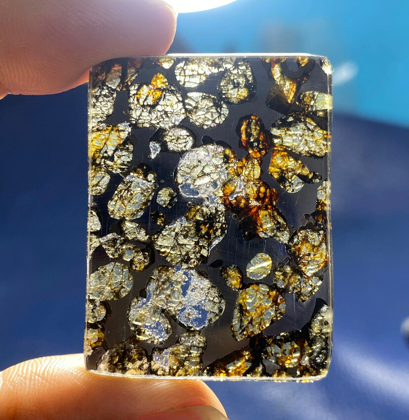 1PC exquisite SERICHO pallasite Olive meteorite iron slice- from Kenya Meteorite
