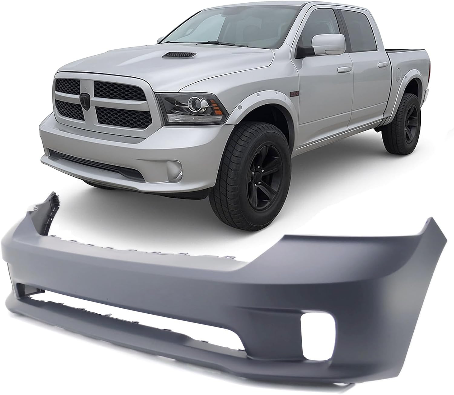 Compatible with Front Bumper Cover Dodge RAM 1500 2013-2018 Sport & Express; 150