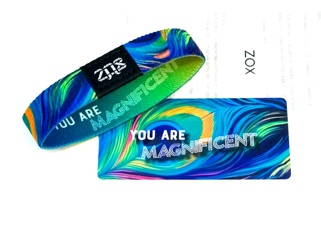 ZOX **YOU ARE MAGNIFICENT** Silver Single Large Wristband w/Card NIP