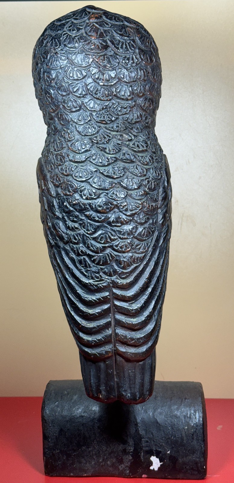 Tall, Vintage, Very Detailed One Piece, Owl Figure, Appears to be Molded Resin
