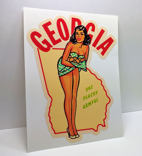 GEORGIA Pinup Vintage Style Travel Decal, Vinyl Sticker, Luggage Label