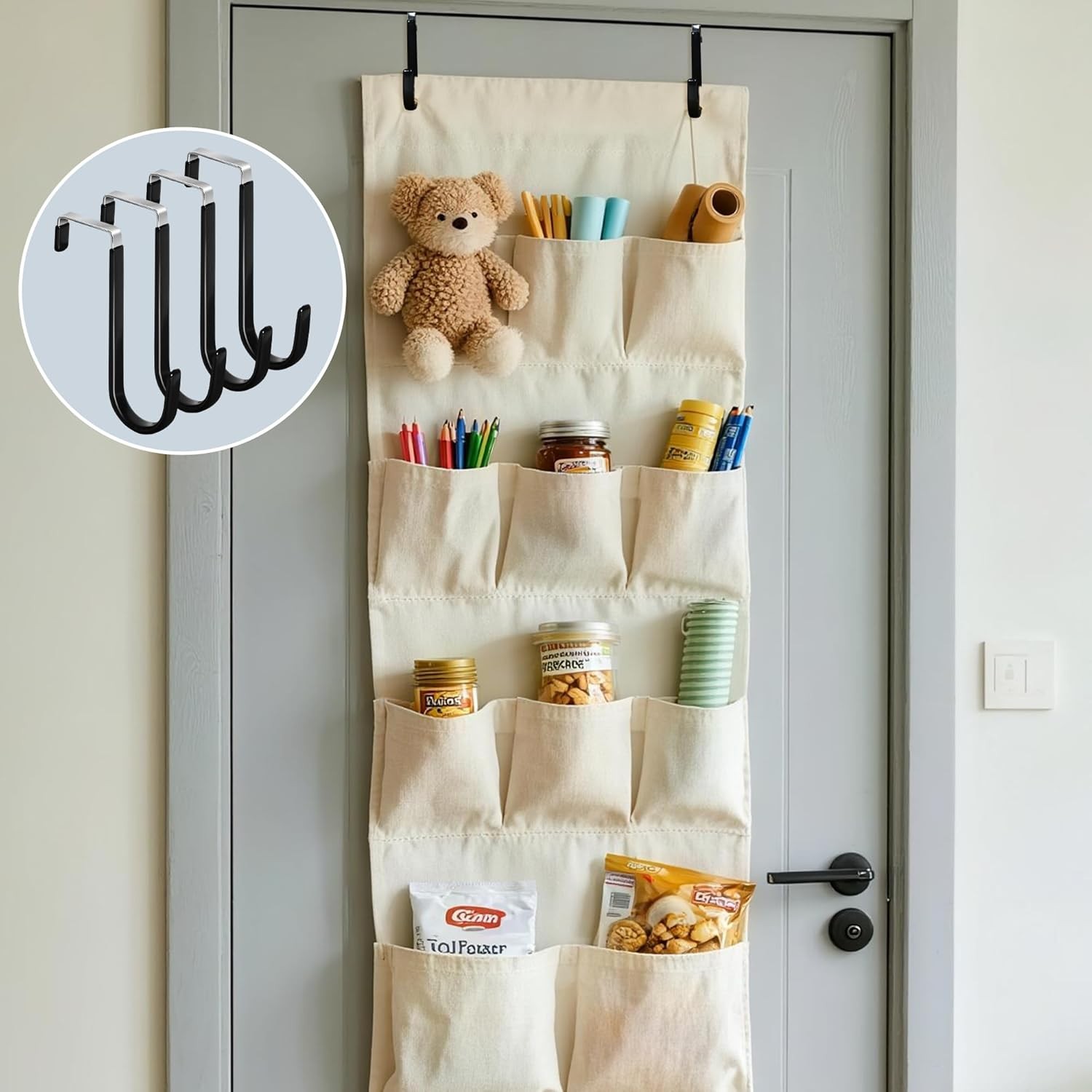 4 Pack Over The Door Hooks,5 in Hooks for Hanging Heavy Duty Door Hanger,Towel