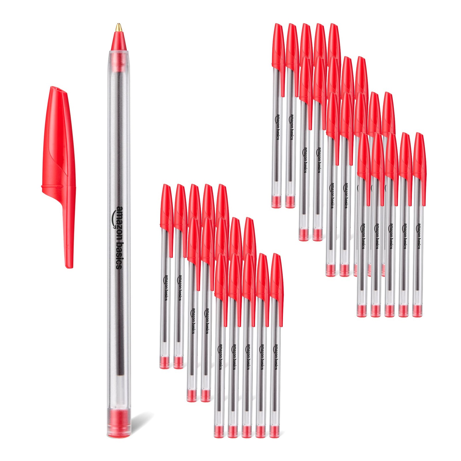 Amazon Basics Ballpoint Pens, Medium Point 1.0mm, 1 Count (Pack of 36), Red