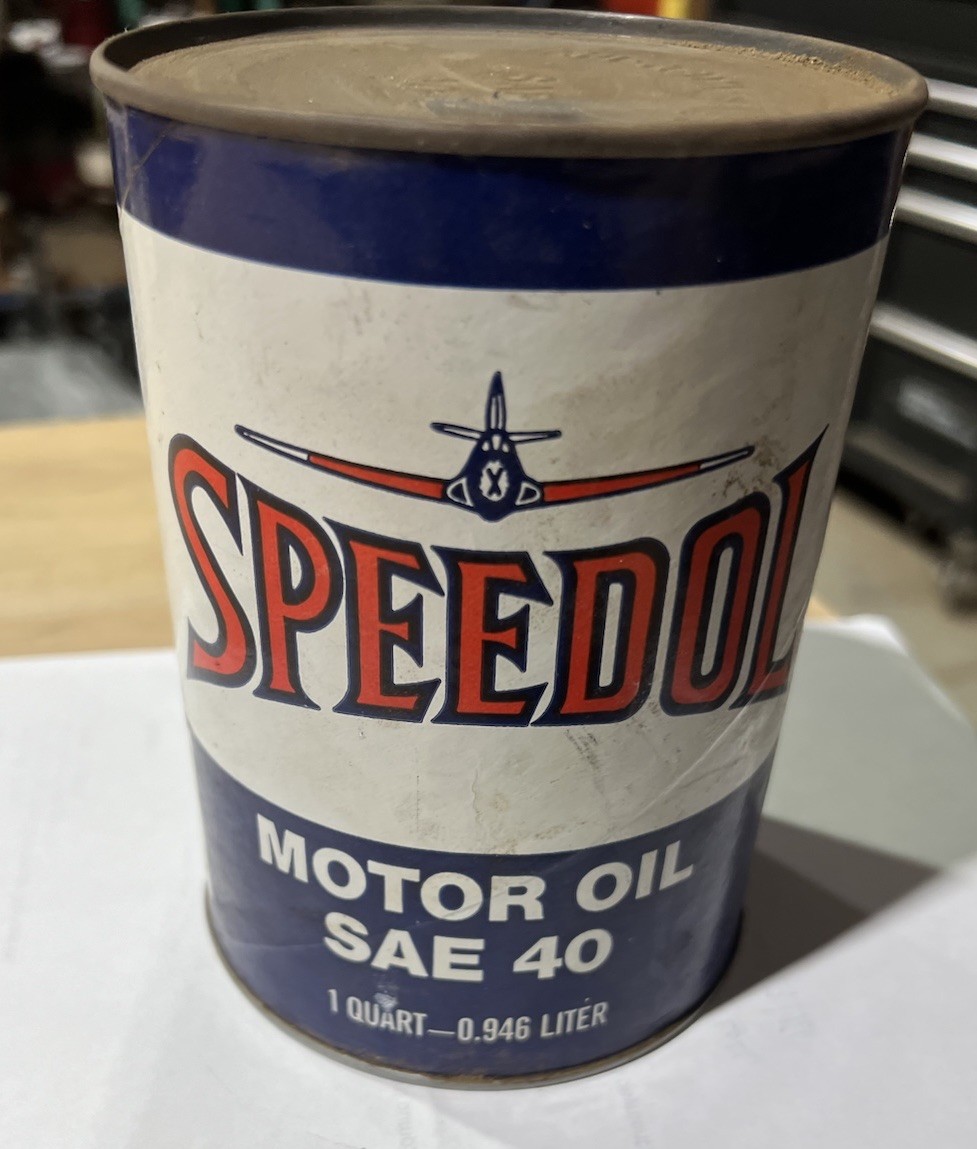 ~~~ VINTAGE 1 QUART CARDBOARD CAN SPEEDOL MOTOR OIL SAE 40 ~~~