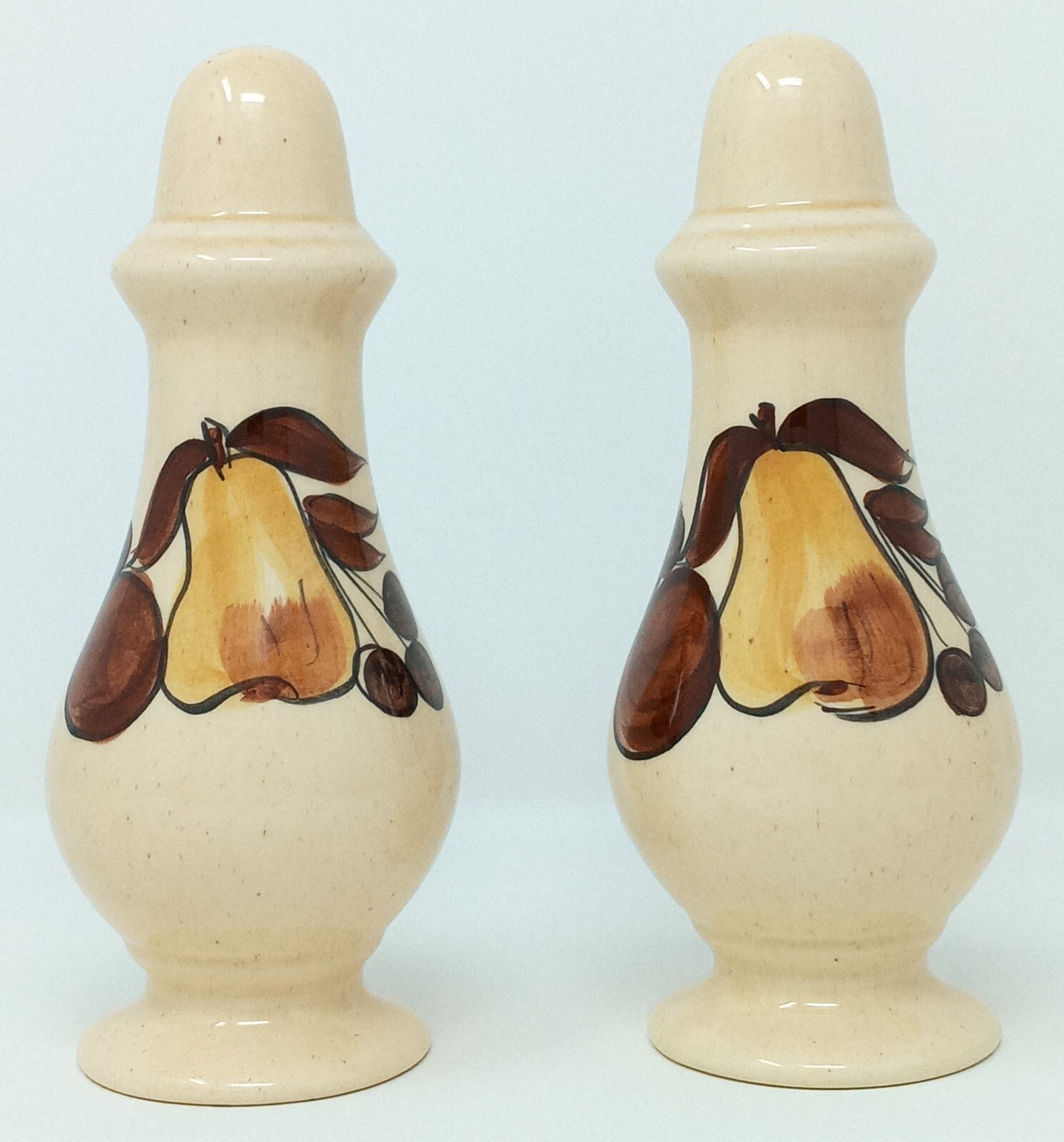 Pair of 8″ Tall Salt & Pepper Shakers hand painted Ceramic fruit grapes pear
