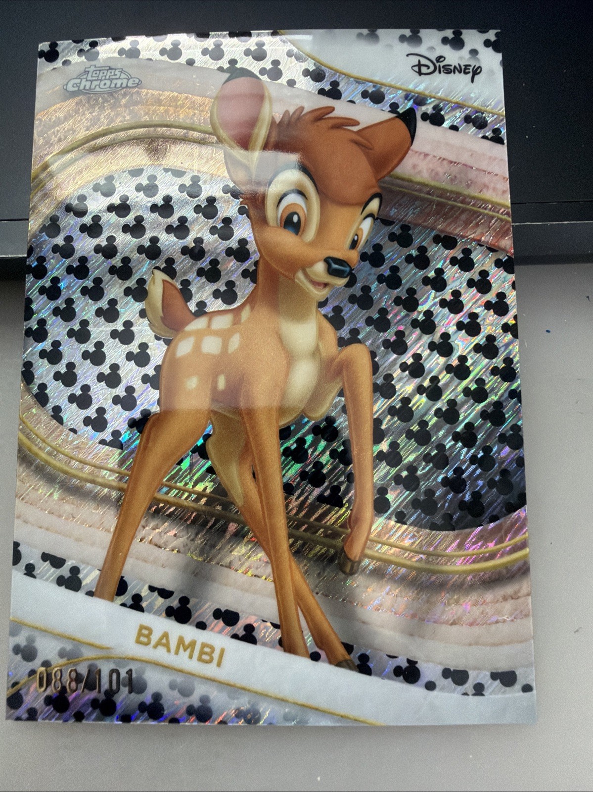 2025 Topps Chrome Disney – /101 – Mickey Mouse Black & White – #7 – Bambi