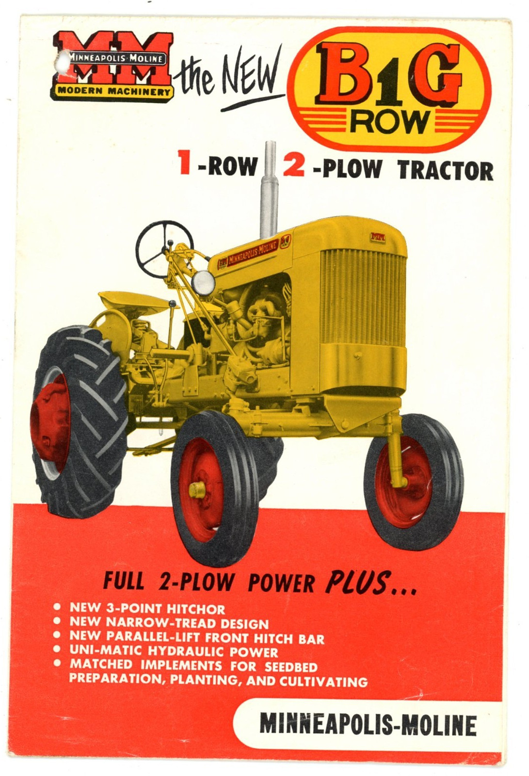 Minneapolis Moline BG 1-Plow Tractor sales illustrated brochure
